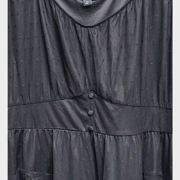 NEW Torrid 2 Black Clip Dot Mesh Flutter Sleeve Babydoll Top 2X 18 20 - Picture 3 of 10